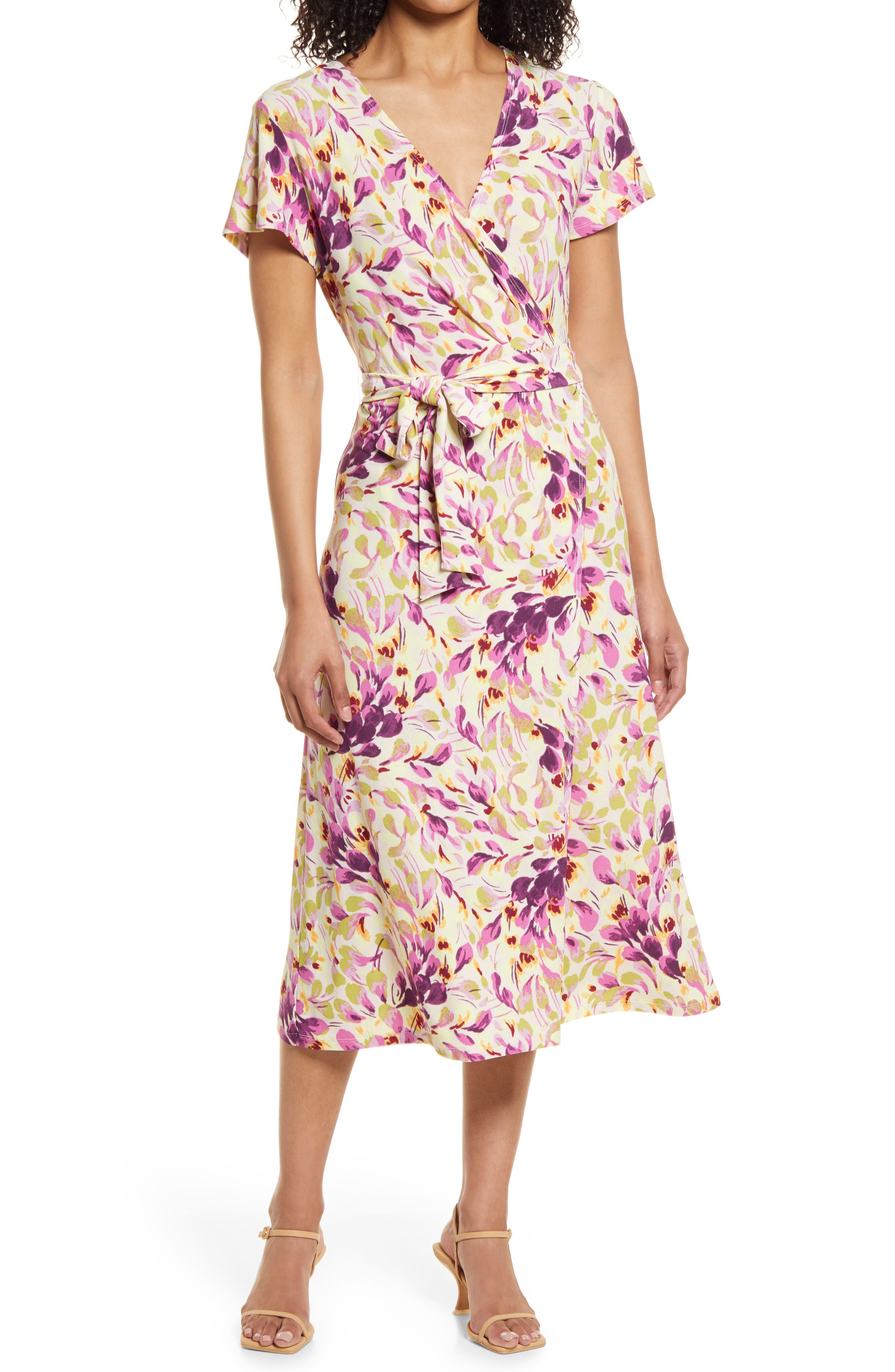 Halogen® Crossover Short Sleeve Wrap Dress | Nordstrom